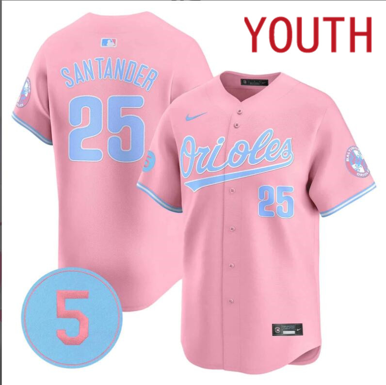 Youth Baltimore Orioles #25 Santander pink 2024 Nike MLB jersey->youth nfl jersey->Youth Jersey